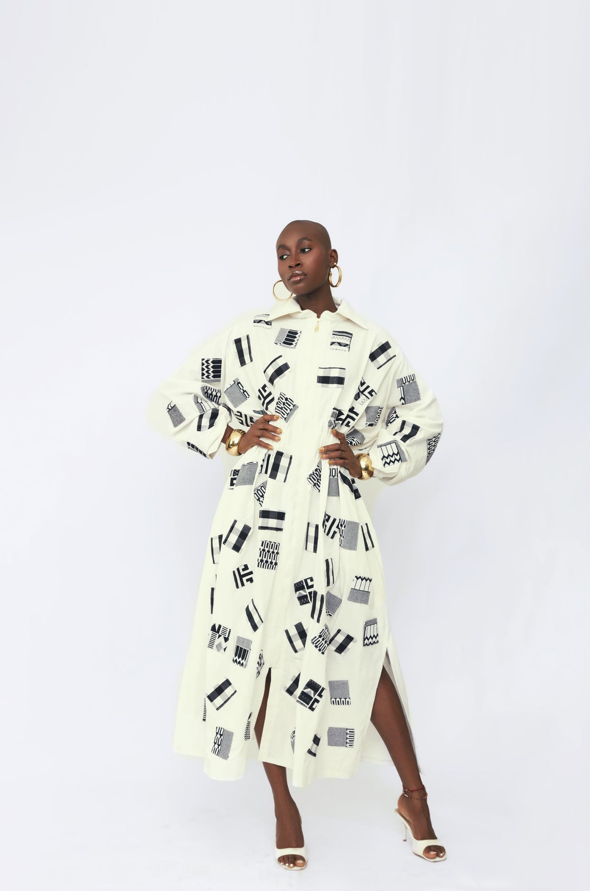 Dita Trench Dress - Off-White - Hertunba