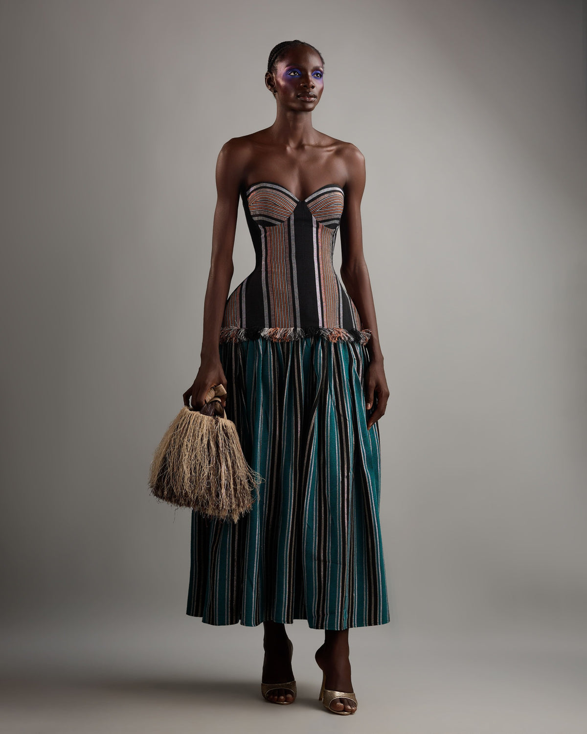 Dara dress multicolor Asoke dresses (Black /Teal) Hertunba