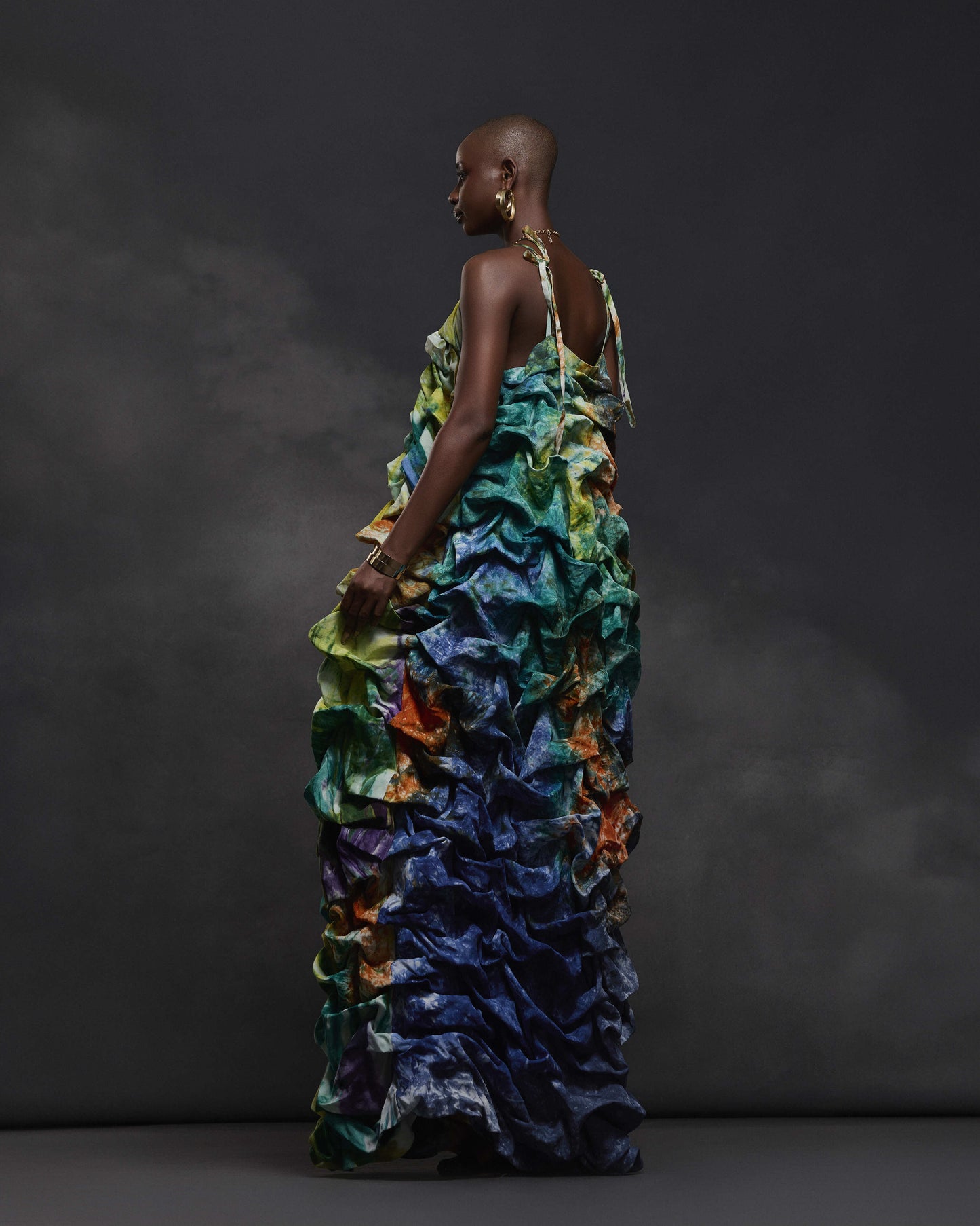 back view of idia adire dress