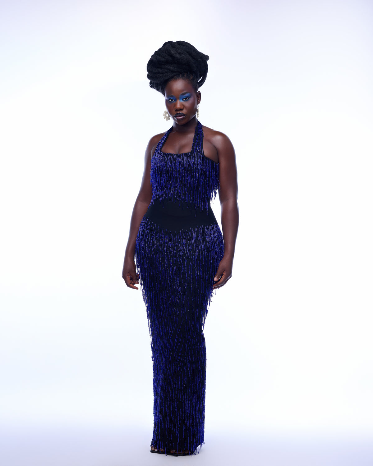Bianca Dress - Blue Beaded Hertunba