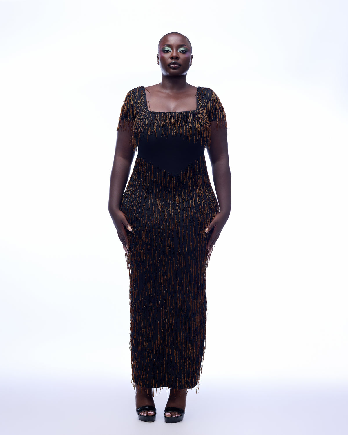 Bianca Dress - Brown Beaded Hertunba
