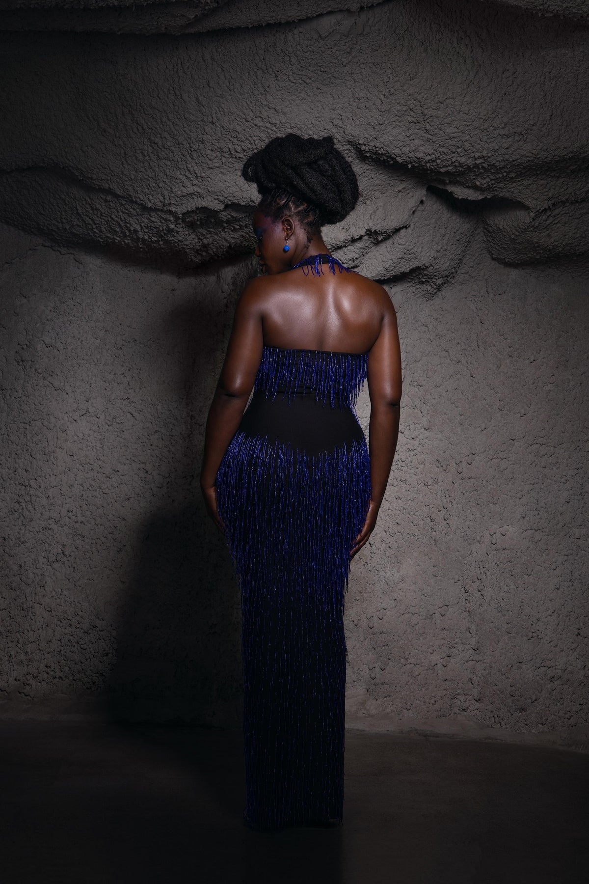 Bianca Dress - Blue Beaded