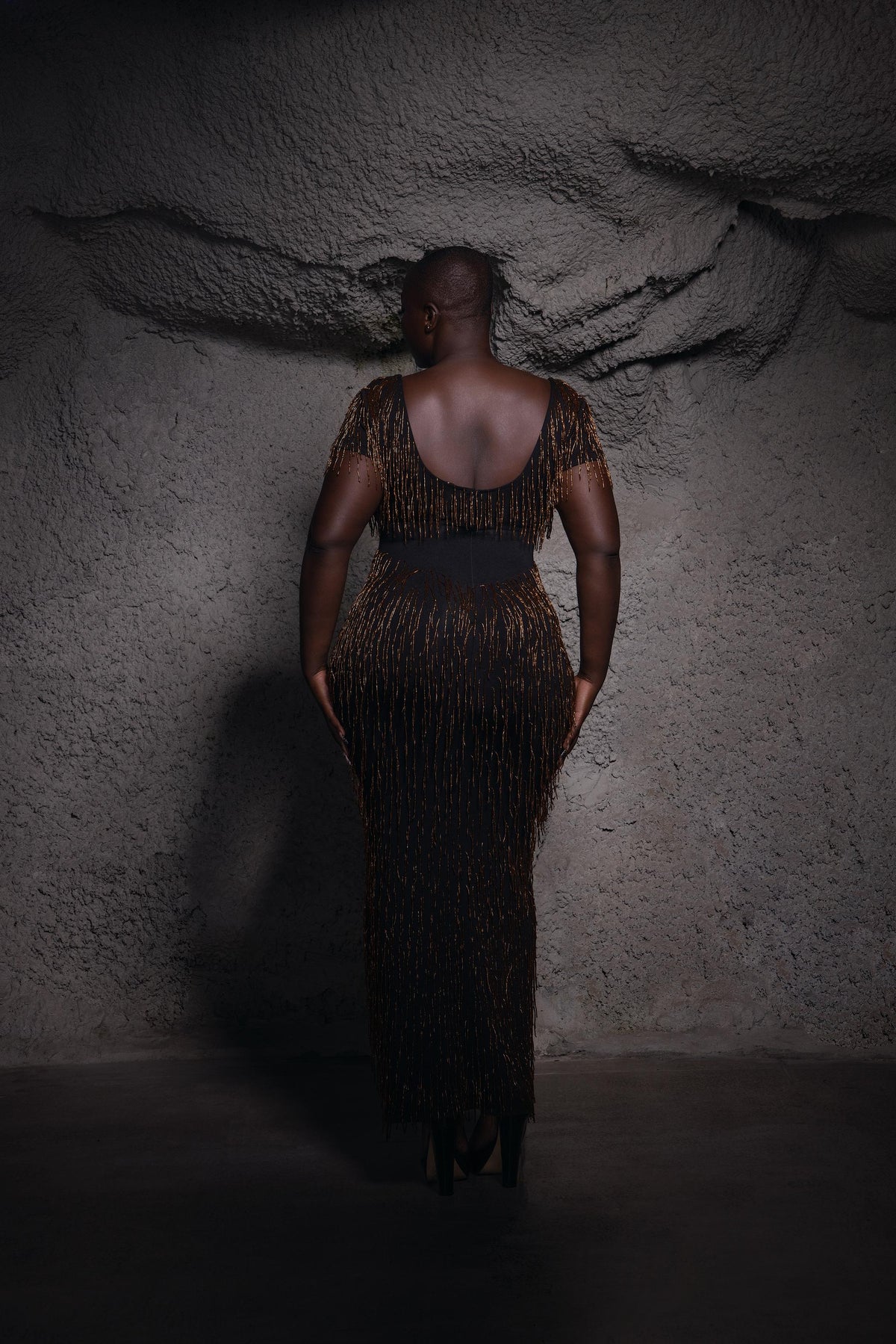 Bianca Dress - Brown Beaded