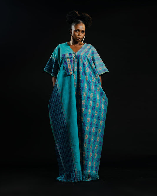 Teal Akweke Kaftan - Hertunba